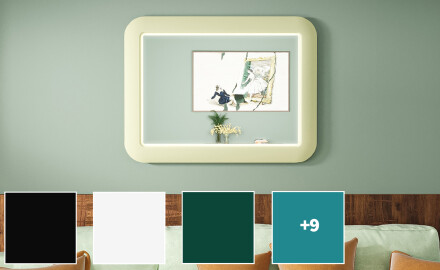 Avrundet LED-speil i en blank MDF-ramme L305