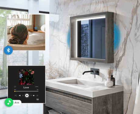 LED-baderomsspeil med WoodenFrame-ramme i fargen Oslo-eik #5