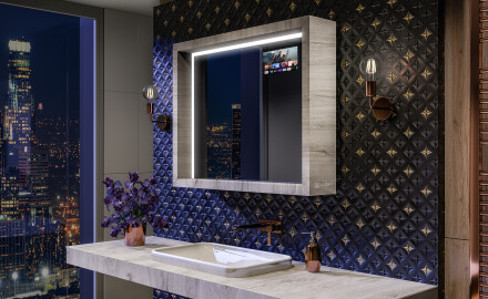 LED-baderomsspeil med WoodenFrame-ramme i fargen Oslo-eik