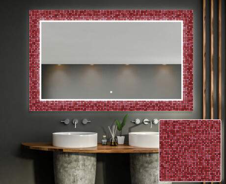 Dekorspeil Med Belysning Til Baderommet - Red Mosaic #1