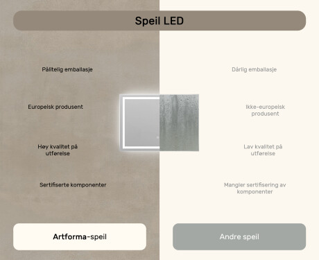 Speil Med Lys 70x50cm med Dual color, Berøringsbryter, Oppvarmingsmatte - L49 #7