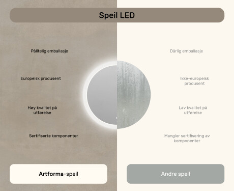 Rundt LED-opplyst baderomsspeil 60 cm med Dual color, Berøringsbryter #6