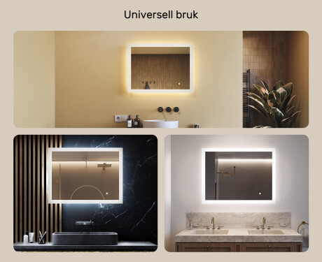 Rektangulært baderomsspeil med LED-belysning 80x60 cm med Dual color, Berøringsbryter #2