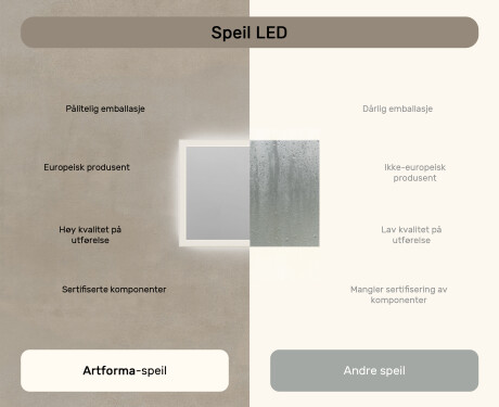 Rektangulært baderomsspeil med LED-belysning 80x60 cm med Dual color, Berøringsbryter #6
