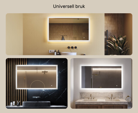 Rektangulært baderomsspeil med LED-belysning 120x70 cm med Dual color, Berøringsbryter #2