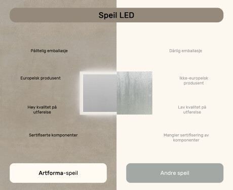 Rektangulært baderomsspeil med LED-belysning 120x70 cm med Dual color, Berøringsbryter #6