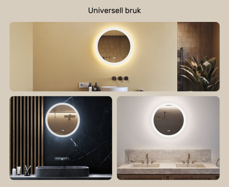 Runde baderomsspeil med LED-belysning 60 cm med Dual color, Berøringsbryter, Oppvarmingsmatte #2