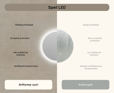 Runde baderomsspeil med LED-belysning 60 cm med Dual color, Berøringsbryter, Oppvarmingsmatte #7