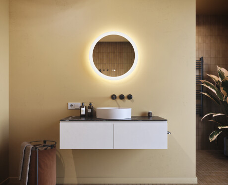 Runde baderomsspeil med LED-belysning 60 cm med Dual color, Berøringsbryter, Oppvarmingsmatte #9