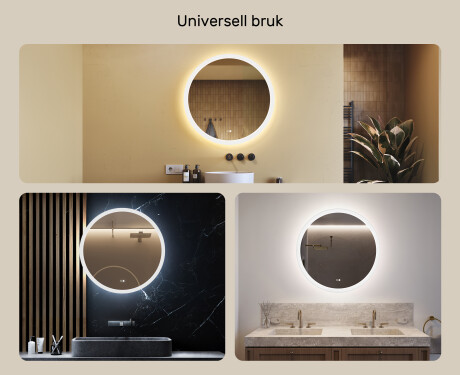 Rundt baderomsspeil med LED-belysning 80 cm med Dual color, Berøringsbryter, Oppvarmingsmatte #2