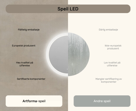 Rundt baderomsspeil med LED-belysning 80 cm med Dual color, Berøringsbryter, Oppvarmingsmatte #7