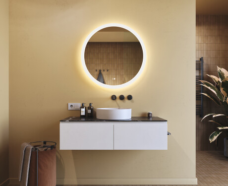 Rundt baderomsspeil med LED-belysning 80 cm med Dual color, Berøringsbryter, Oppvarmingsmatte #9