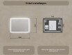 Rektangulært LED-baderomsspeil 80x60 cm med Dual color, Berøringsbryter, Oppvarmingsmatte #8