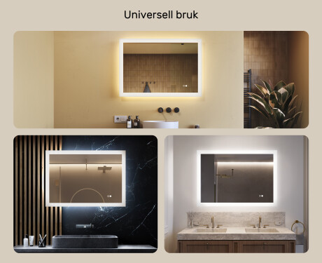 Rektangulært baderomsspeil med LED-belysning 100x70 cm med Dual color, Berøringsbryter, Oppvarmingsmatte #2