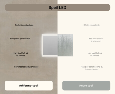 Rektangulært baderomsspeil med LED-belysning 100x70 cm med Dual color, Berøringsbryter, Oppvarmingsmatte #7