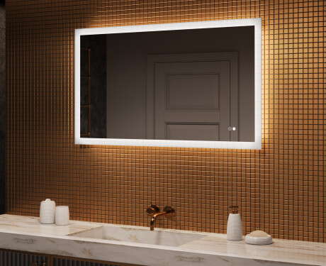 Rektangulært LED-opplyst baderomsspeil 120x70 cm med Dual color, Berøringsbryter, Oppvarmingsmatte
