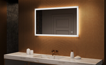 Rektangulært LED-opplyst baderomsspeil 120x70 cm med Dual color, Berøringsbryter, Oppvarmingsmatte