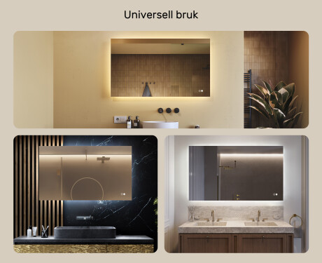 Rektangulært baderomsspeil med LED-belysning 80x60/60x80 cm, to farger, berøringsbryter, varmematte #2