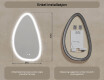 Uregelmessig speil med belysning, 64×104 cm, tofarget, berøringsbryter, varmematte #8