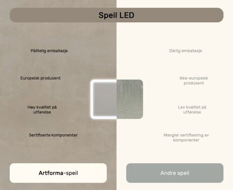 Avrundet baderomsspeil med LED-belysning, 80×60 cm, tofarget, berøringsbryter, varmematte #7