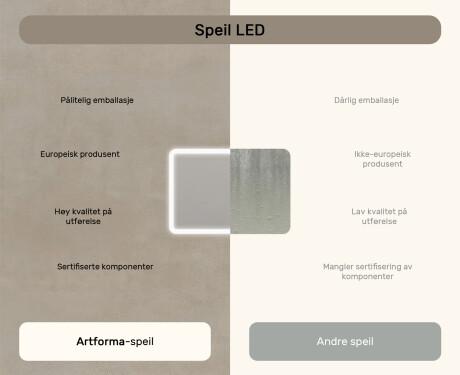 Avrundet baderomsspeil med LED‑belysning, 100×70 cm, tofarget, berøringsbryter, varmematte #7