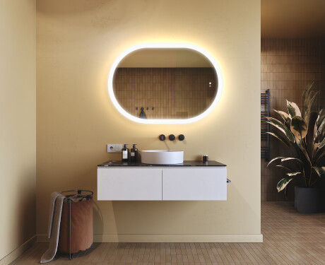 Belyst baderomsspeil, 100×70 cm, tofarget, berøringsbryter, varmematte #9
