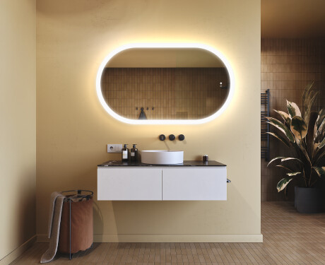 Belyst baderomsspeil, 120×70 cm, tofarget, berøringsbryter, varmematte #9