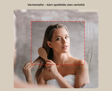 Uregelmessig speil med belysning, 84×84 cm, tofarget, berøringsbryter, varmematte #5