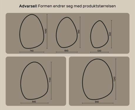 Uregelmessig speil med belysning, 64×94 cm, tofarget, berøringsbryter, varmematte #10