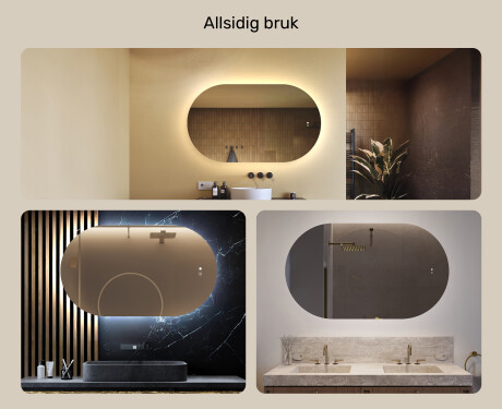 Belyst baderomsspeil, 120×70 cm, tofarget, berøringsbryter, varmematte #2