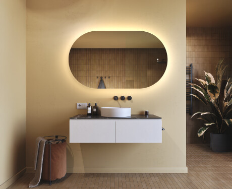 Belyst baderomsspeil, 120×70 cm, tofarget, berøringsbryter, varmematte #9