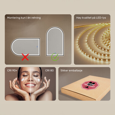 Uregelmessig LED-speil i en gullfarget aluminiumsramme #7