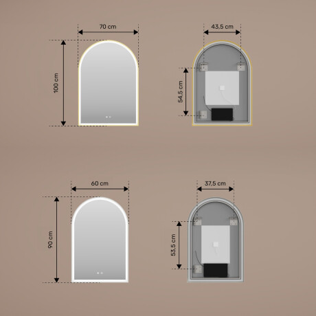 Uregelmessig LED-belyst speil – 60x90/70x100 cm i en sølvfarget aluminiumsramme #3