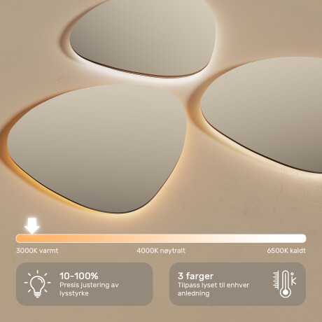 Uregelmessig LED-belyst speil – 60x90/70x100 cm i en sølvfarget aluminiumsramme #5
