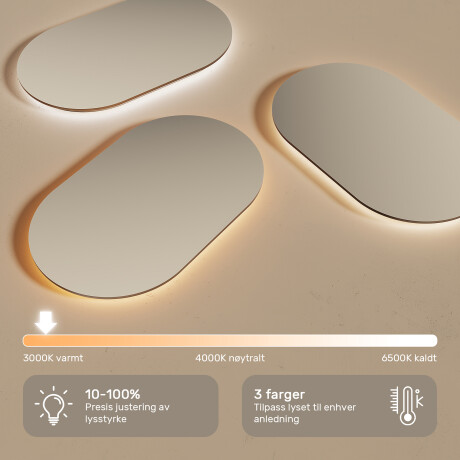 Ovalt LED-belyst speil i en svart aluminiumsramme #5