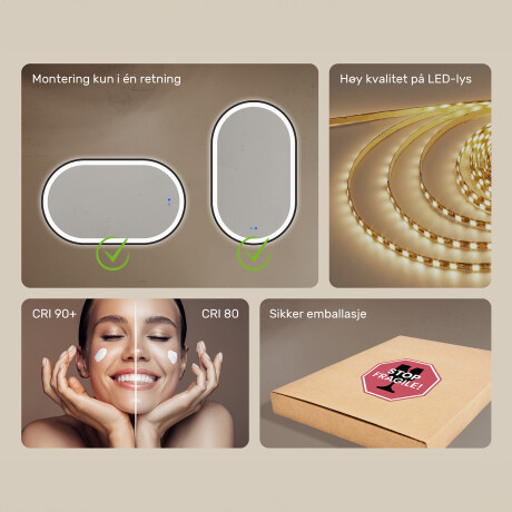 Ovalt LED-speil i en gullfarget aluminiumsramme #7