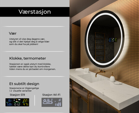 Rundt Speil Til Bad Med Lys L33 #2