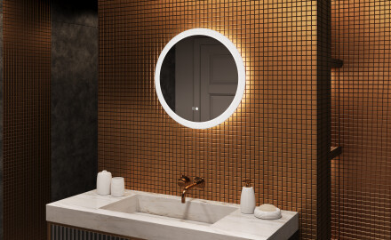 Runde baderomsspeil med LED-belysning  med Dual color, Berøringsbryter, Oppvarmingsmatte