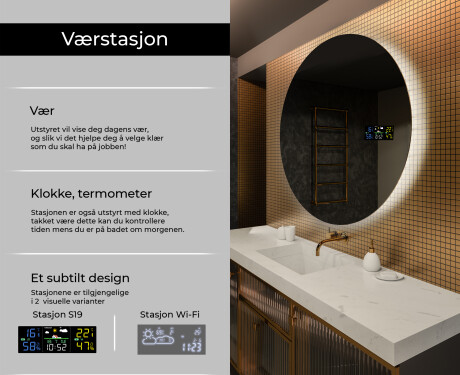 Rundt Speil Til Bad Med Lys L82 #2