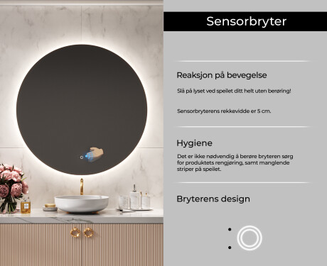 Rundt Speil Til Bad Med Lys L82 #4