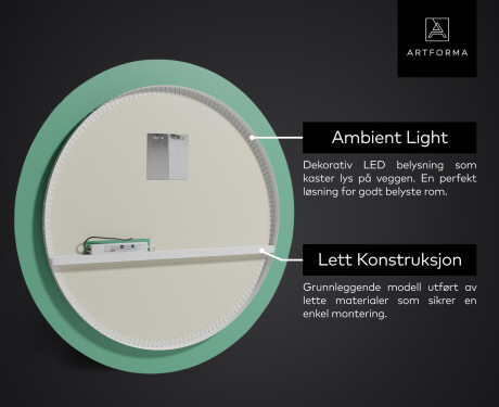 Rundt Speil Til Bad Med Lys L96 #3