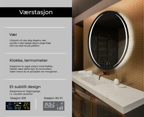 Rundt Speil Til Bad Med Lys L99 #2