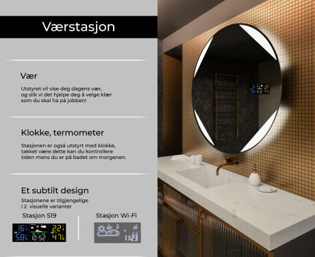 Rundt Speil Til Bad Med Lys L114 #2