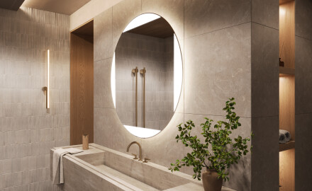 Rundt Speil Til Bad Med Lys L116