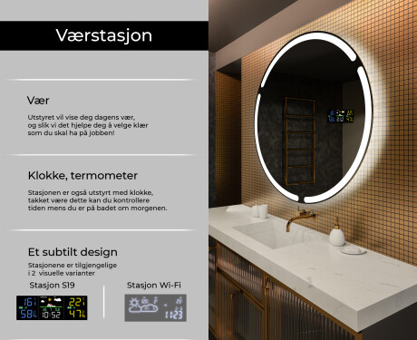 Rundt Speil Til Bad Med Lys L119 #2