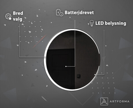 Rundt batteridrevet veggspeil med lys til bad L123 #4