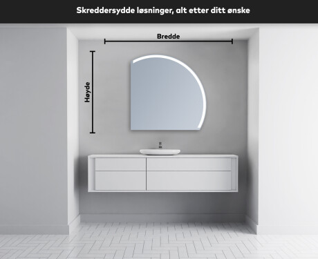 Elegant LED Halvmåne Speil - For Bad Q222 #5