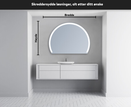 Elegant LED Halvmåne Speil - For Bad W222 #5