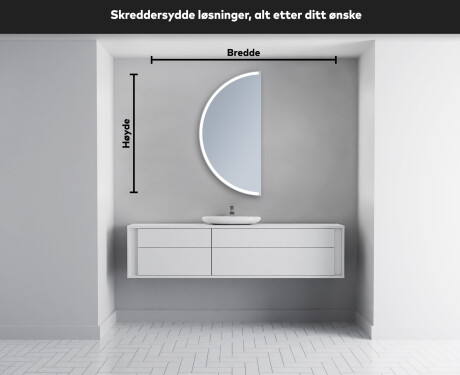 Elegant LED Halvmåne Speil - For Bad D222 #4