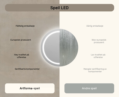 Rundt Speil Til Bad Med Lys 80cm med kaldt LED-lys 7000K, varmt lys 3000K eller nøytralt lys 4500K #6